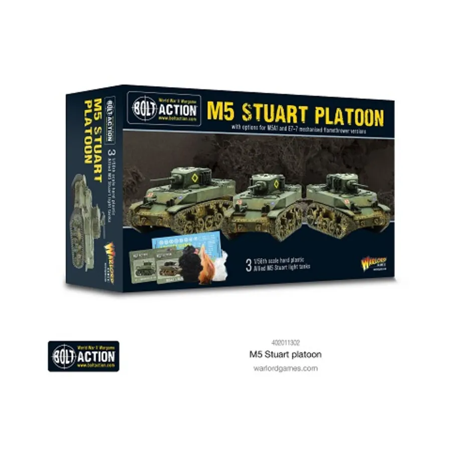 Взвод М5 Стюарт, Bolt Action - US Army - Tanks (28mm)
Взвод М5 Стюарт, Bolt Action - US Army - Tanks (28mm)