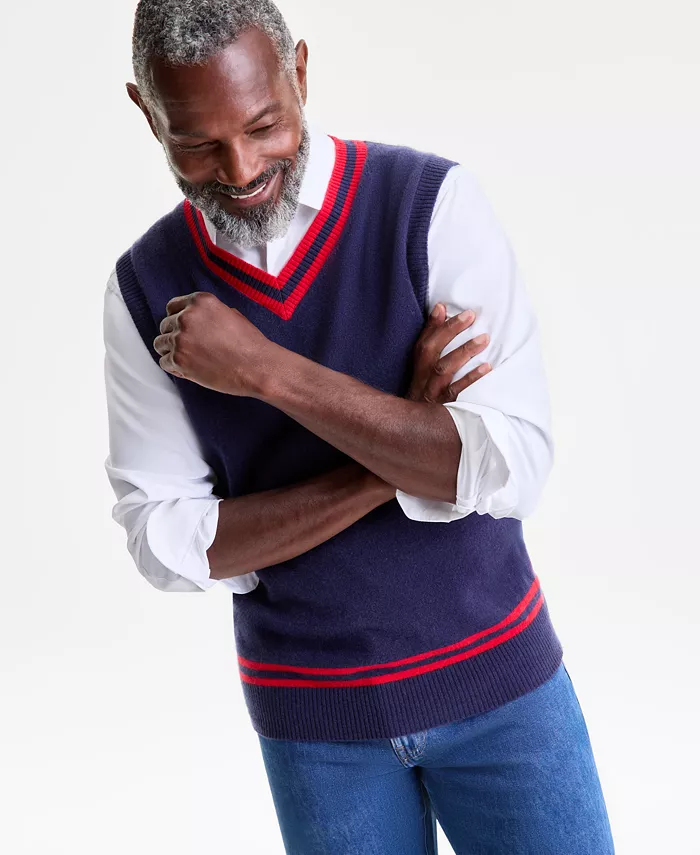 Мужской жилет-свитер с V-образным вырезом, 100% кашемир, стандартного кроя Club Room, синий
Мужской жилет-свитер с V-образным вырезом, 100% кашемир, стандартного кроя Club Room, синий