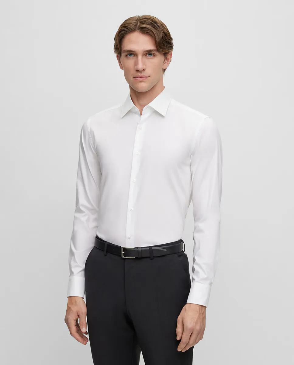 Мужская рубашка из хлопкового поплина приталенного кроя, которую легко гладить Boss, белый
Мужская рубашка из хлопкового поплина приталенного кроя, которую легко гладить Boss, белый