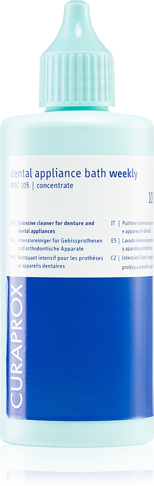 Раствор для чистки зубных протезов BDC 105 Curaprox, weekly 100 мл
Раствор для чистки зубных протезов BDC 105 Curaprox, weekly 100 мл