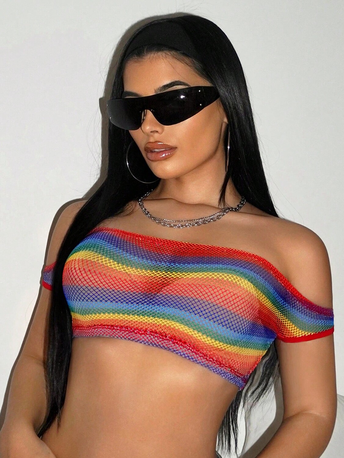 SHEIN ICON Цветной прозрачный сетчатый укороченный топ с открытыми плечами Y2K Cheer Summer Rainbow Going Out, многоцветный
SHEIN ICON Цветной прозрачный сетчатый укороченный топ с открытыми плечами Y2K Cheer Summer Rainbow Going Out, многоцветный