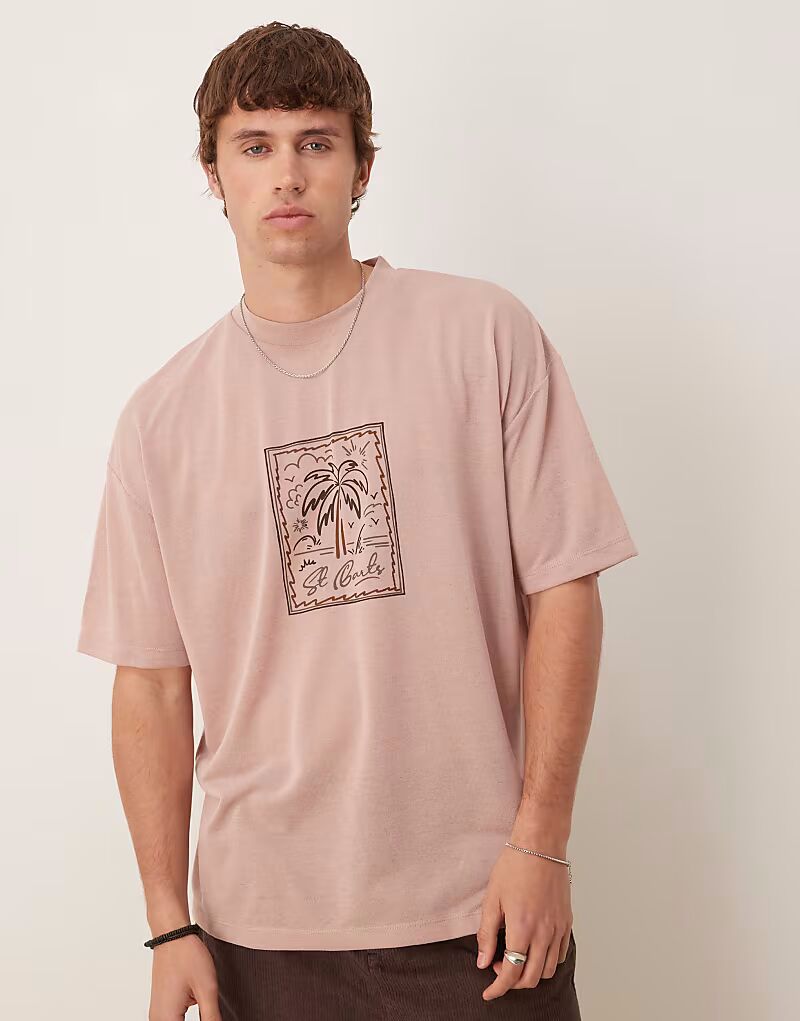 Футболка свободного кроя ASOS DESIGN из льняного материала с изображением пальмы в пыльно-розовом цвете
Футболка свободного кроя ASOS DESIGN из льняного материала с изображением пальмы в пыльно-розовом цвете