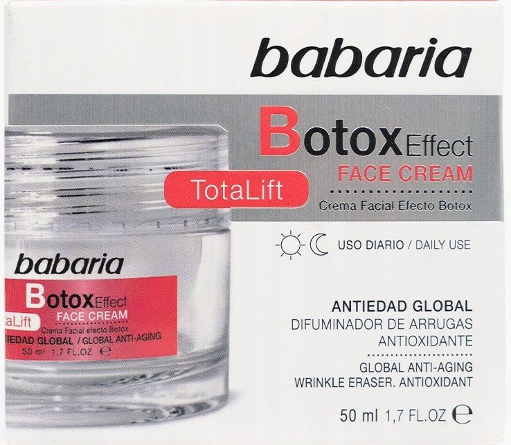 Babaria, Крем для лица антивозрастной, эффект ботокса, полный лифтинг 50 мл
Babaria, Крем для лица антивозрастной, эффект ботокса, полный лифтинг 50 мл