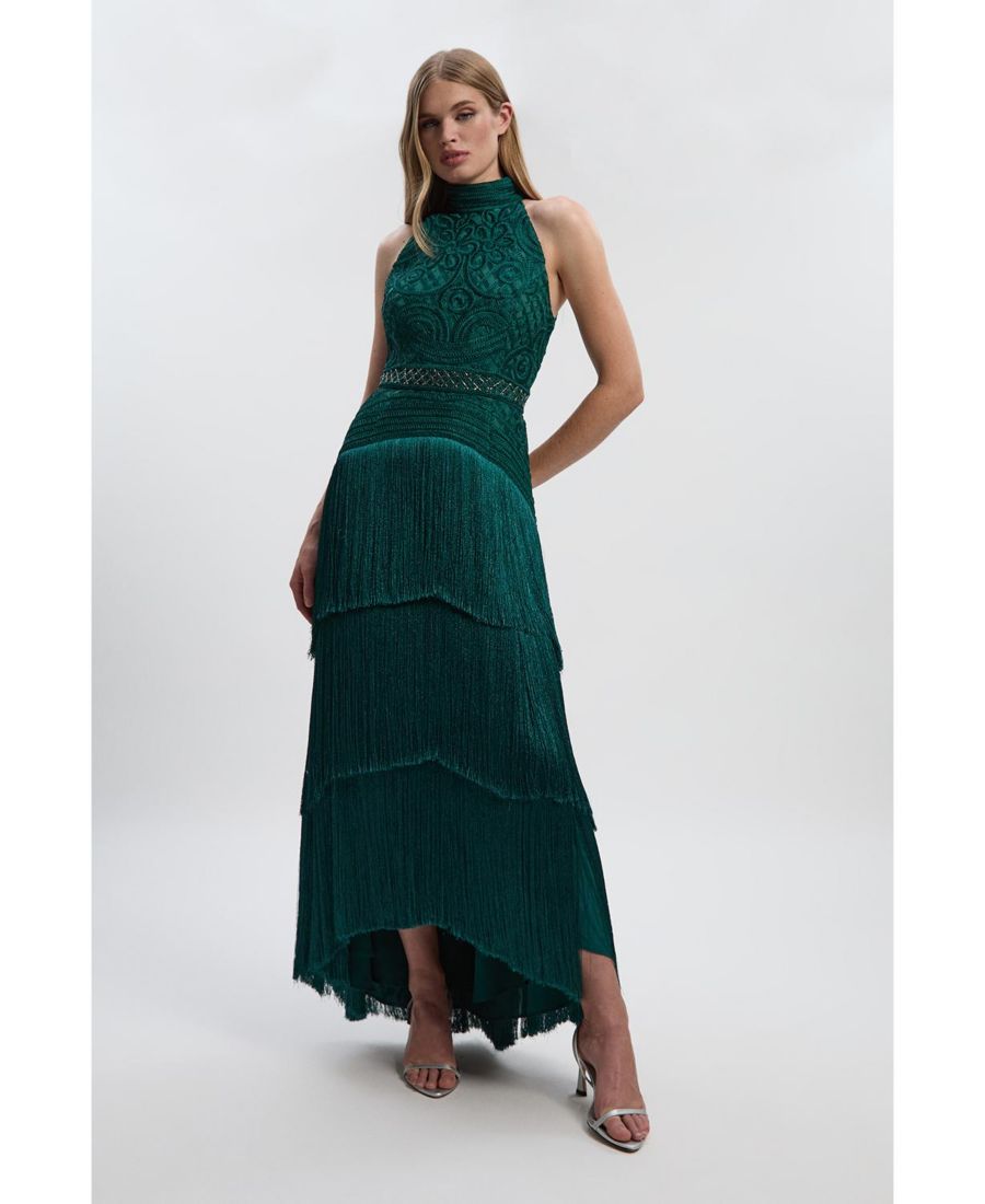 Женское тканое макси-платье с бисером и воротником-халтером Karen Millen, Dark green
Женское тканое макси-платье с бисером и воротником-халтером Karen Millen, Dark green