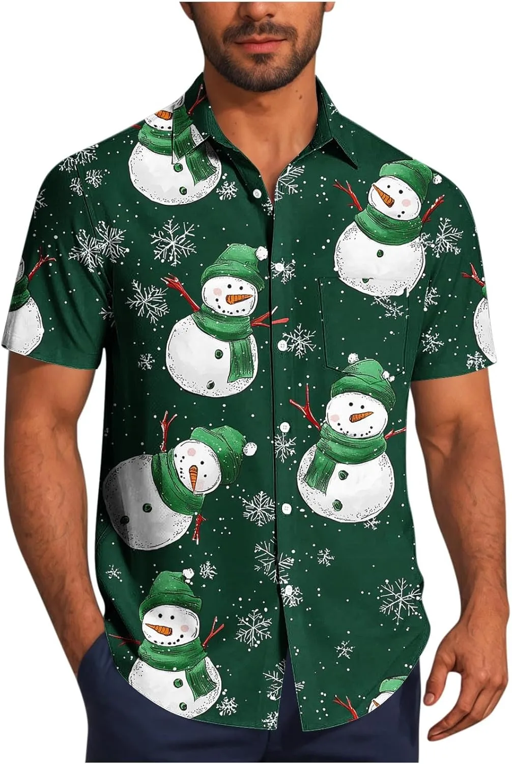 Мужская рождественская рубашка с коротким рукавом и принтом Santa
Мужская рождественская рубашка с коротким рукавом и принтом Santa