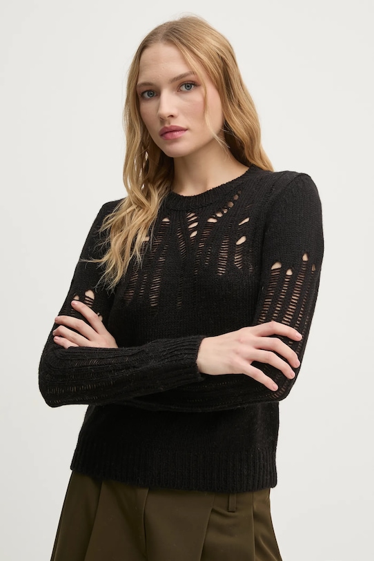 Свитер с добавлением шерсти Sisley, черный 
Свитер с добавлением шерсти Sisley, черный