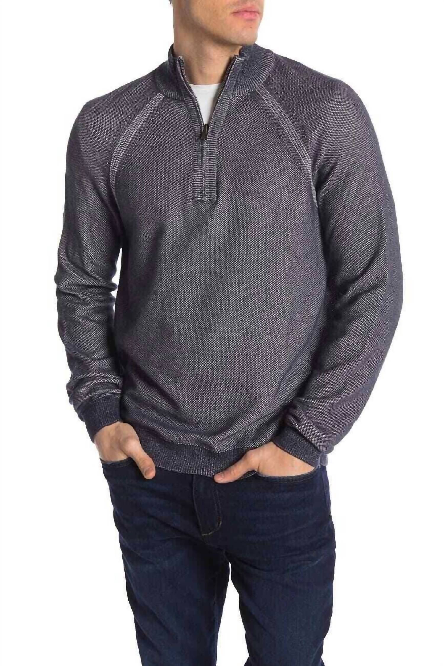 Двусторонний свитер-пуловер Birdseye с застежкой-молнией 1/4 синего цвета Tailor Vintage
Двусторонний свитер-пуловер Birdseye с застежкой-молнией 1/4 синего цвета Tailor Vintage