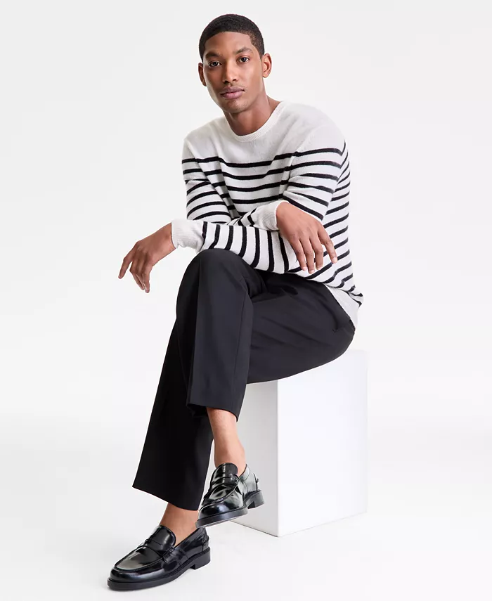 Мужской свитер Breton Regular-Fit в полоску из 100% кашемира Club Room, белый
Мужской свитер Breton Regular-Fit в полоску из 100% кашемира Club Room, белый