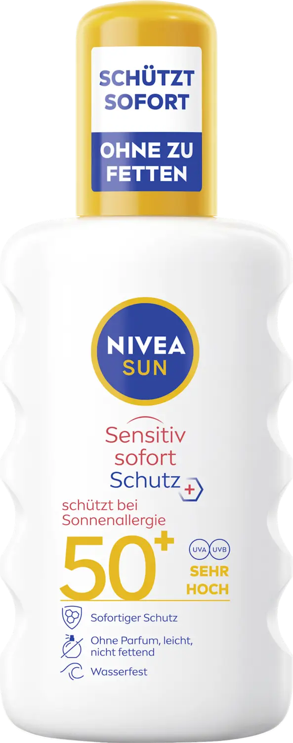 Солнцезащитный спрей NIVEA SUN Sonnenspray sensitiv Sofortschutz LSF 50+, 200 ml
Солнцезащитный спрей NIVEA SUN Sonnenspray sensitiv Sofortschutz LSF 50+, 200 ml