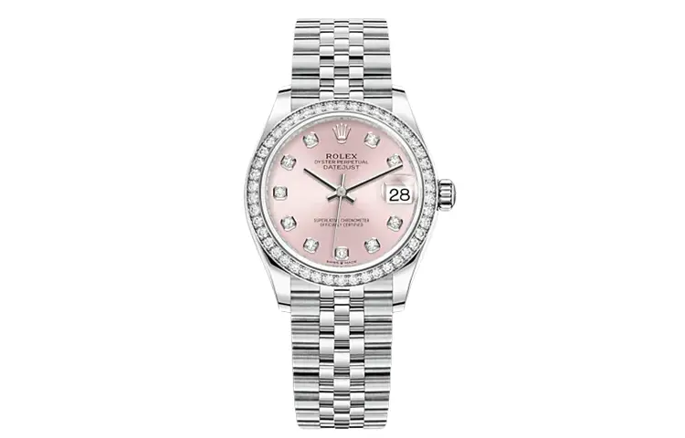 Автоматический механизм серии Log женские часы 31 мм розовый циферблат корпус из устричной стали ROLEX 
Автоматический механизм серии Log женские часы 31 мм розовый циферблат корпус из устричной стали ROLEX