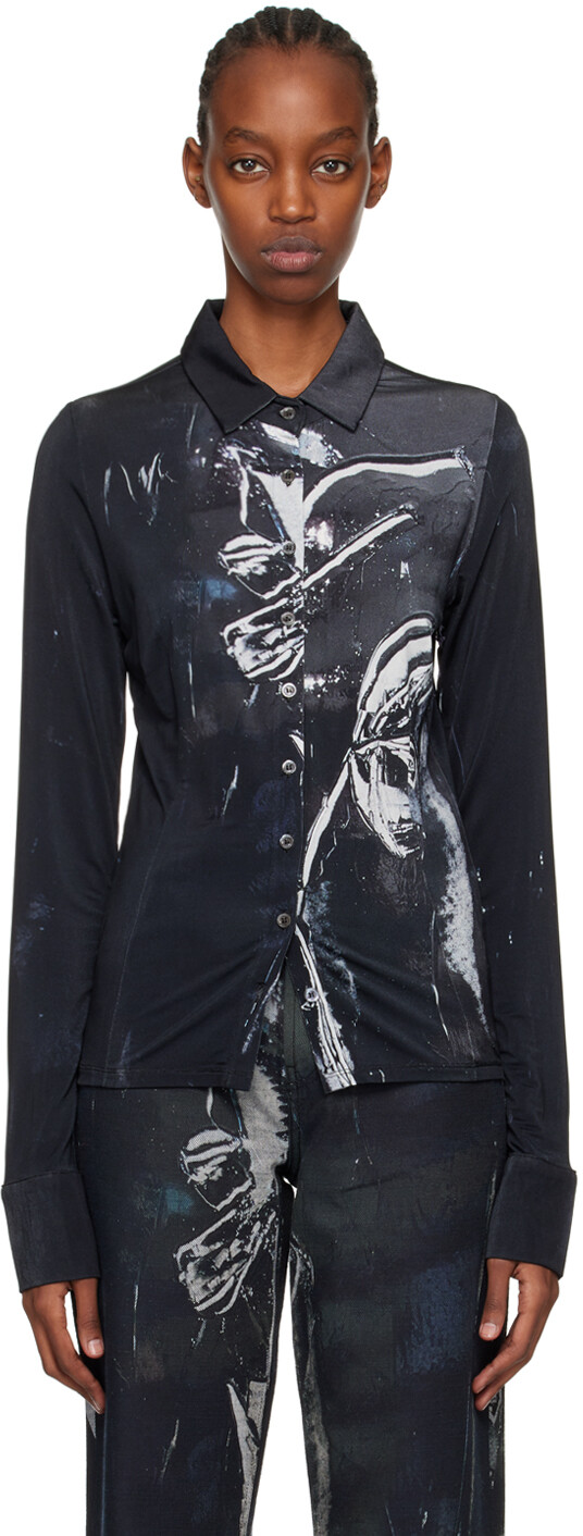 Черная рубашка на пуговицах Louisa Ballou
Черная рубашка на пуговицах Louisa Ballou