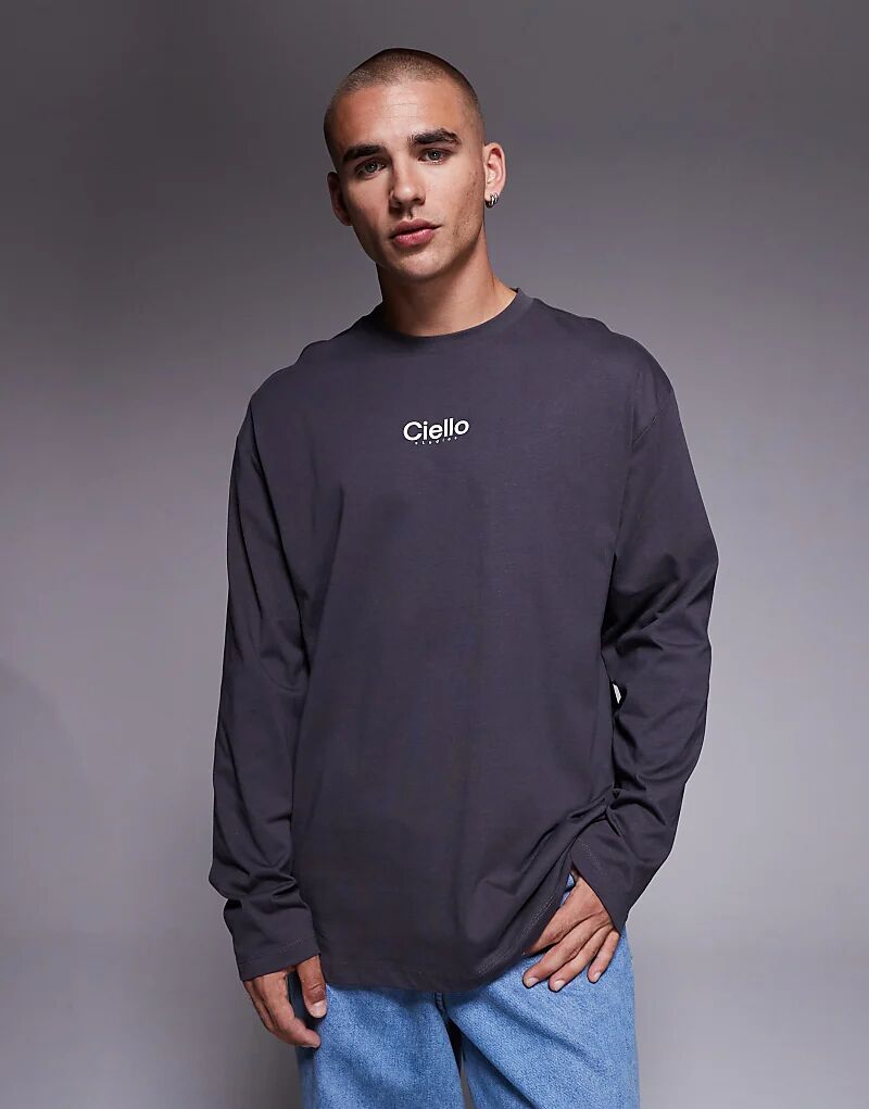 Футболка свободного кроя с длинными рукавами и принтом на груди ASOS DESIGN плотностью 240 г/м², угольного цвета 
Футболка свободного кроя с длинными рукавами и принтом на груди ASOS DESIGN плотностью 240 г/м², угольного цвета