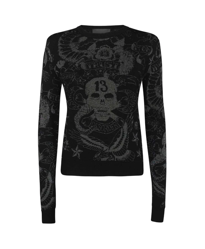 Шерстяной свитер с узором John Richmond, черный
Шерстяной свитер с узором John Richmond, черный