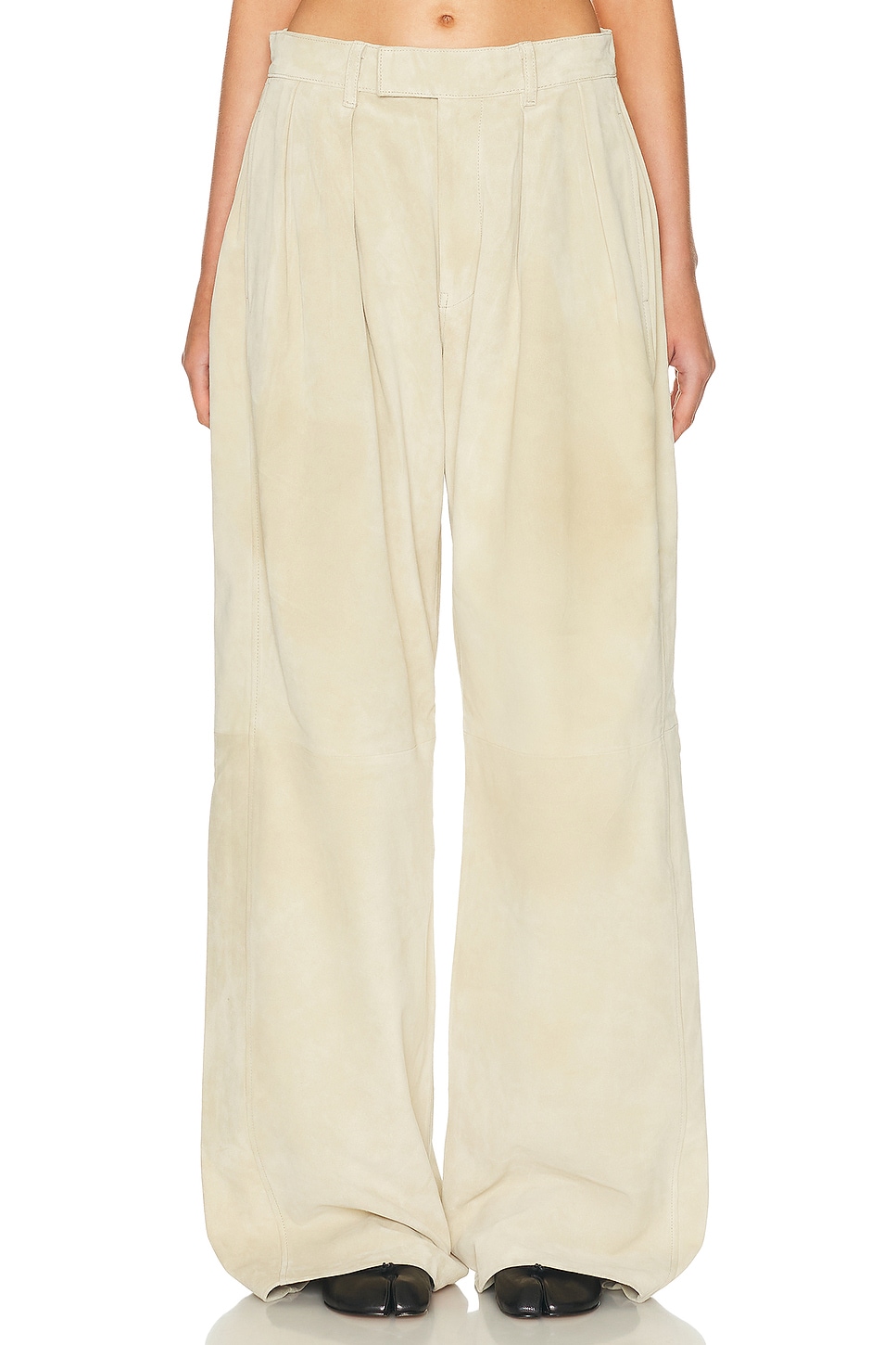 Широкие кожаные брюки со складками R13, Stone 
Широкие кожаные брюки со складками R13, Stone