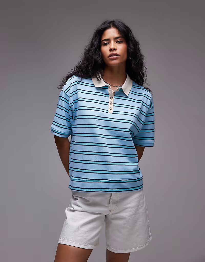 Свободное поло в полоску бирюзового цвета Topshop, Зеленый, Свободное поло в полоску бирюзового цвета Topshop
Свободное поло в полоску бирюзового цвета Topshop, Зеленый, Свободное поло в полоску бирюзового цвета Topshop