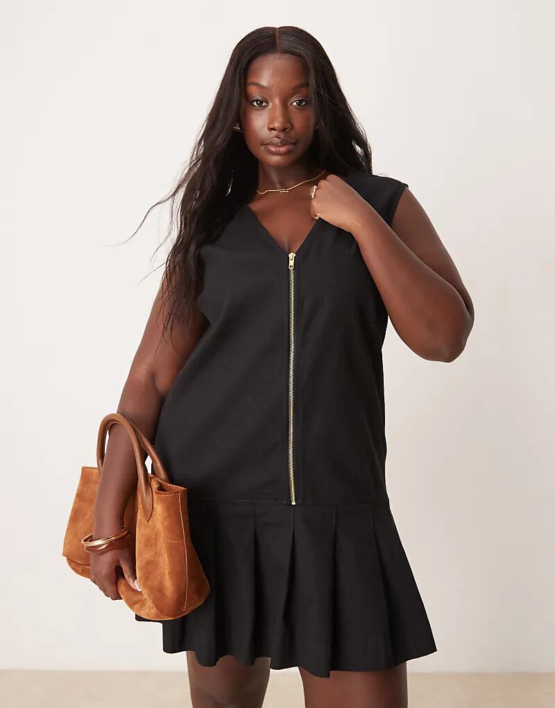 Мини-платье-пинни из твила с застежкой-молнией и плиссированной юбкой черного цвета ASOS
Мини-платье-пинни из твила с застежкой-молнией и плиссированной юбкой черного цвета ASOS