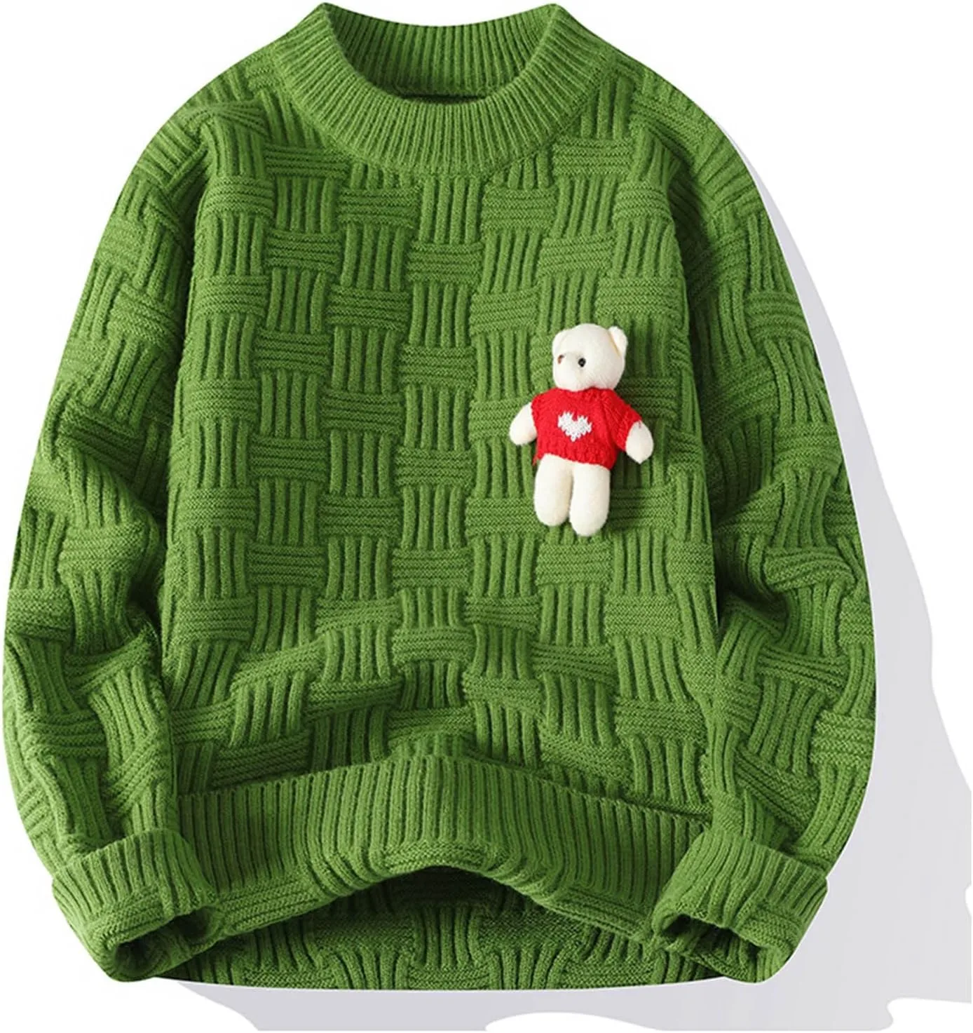 Мужской свитер с кабельной вязкой и медвежонком, с длинными рукавами и круглым вырезом
Мужской свитер с кабельной вязкой и медвежонком, с длинными рукавами и круглым вырезом