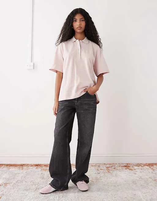 Объемное поло для регби Monki в розовую полоску
Объемное поло для регби Monki в розовую полоску