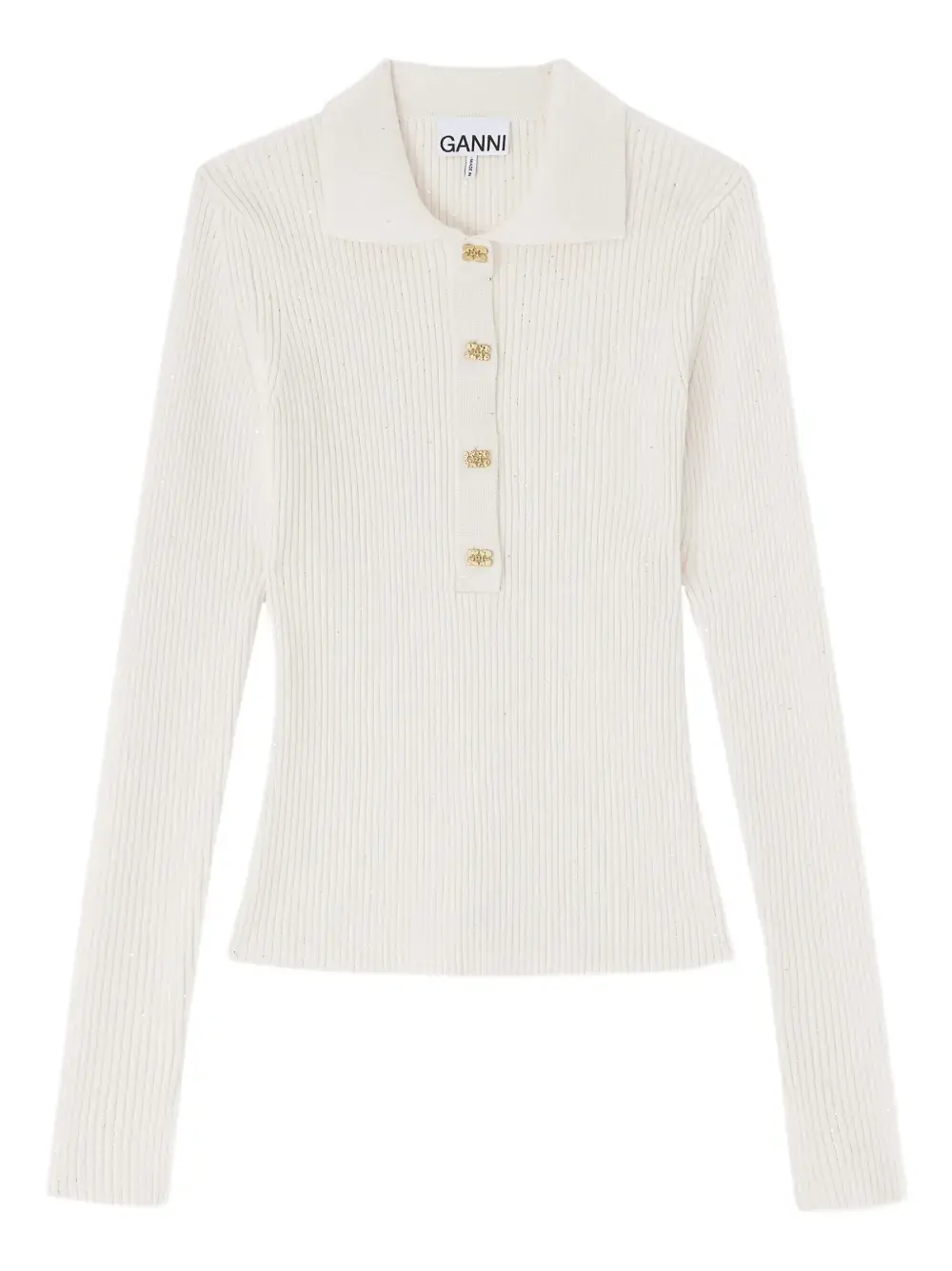 Рубашка поло в рубчик Ganni, белый
Рубашка поло в рубчик Ganni, белый