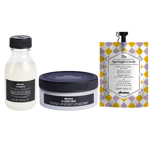 Набор для всех типов волос: шампунь, 90 мл + кондиционер, 75 мл + маска-блеск, 50 мл Davines Oi oil
Набор для всех типов волос: шампунь, 90 мл + кондиционер, 75 мл + маска-блеск, 50 мл Davines Oi oil