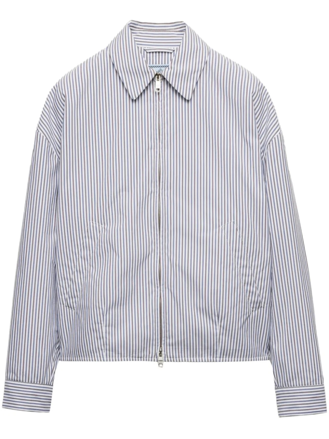 Пиджак-блузон из полосатого поплина Prada, белый 
Пиджак-блузон из полосатого поплина Prada, белый