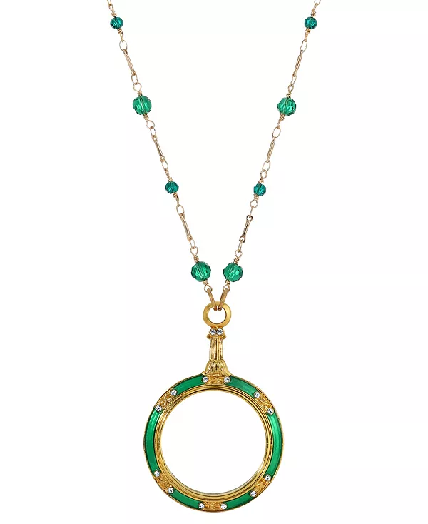 Лупа с зеленой эмалью, покрытая 14-каратным золотом, со стеклянными бусинами 2028, green
Лупа с зеленой эмалью, покрытая 14-каратным золотом, со стеклянными бусинами 2028, green