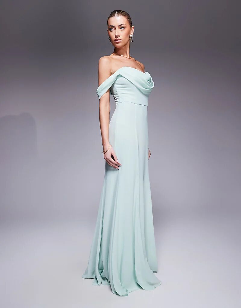 Платье макси Goddiva Chiffon Bardot с воротником-хомутом в цвете шалфейно-зелёный
Платье макси Goddiva Chiffon Bardot с воротником-хомутом в цвете шалфейно-зелёный