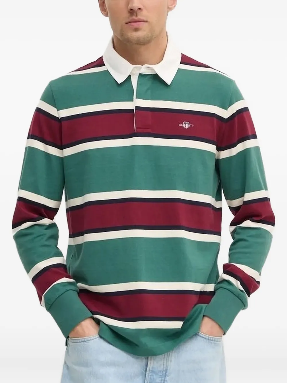 Полосатая рубашка-поло с длинными рукавами Gant, зеленый
Полосатая рубашка-поло с длинными рукавами Gant, зеленый