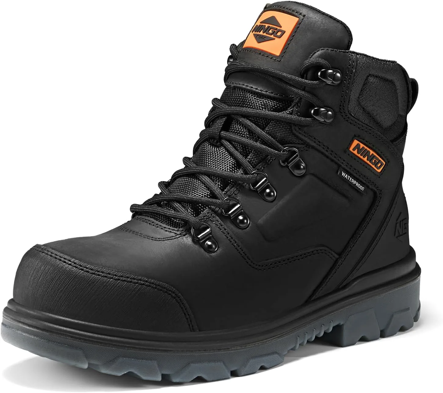 Мужские рабочие ботинки NINGO со стальным носком, водонепроницаемые, защита от проколов, устойчивость к маслу и скольжению, дышащая подкладка, черный
Мужские рабочие ботинки NINGO со стальным носком, водонепроницаемые, защита от проколов, устойчивость к маслу и скольжению, дышащая подкладка, черный