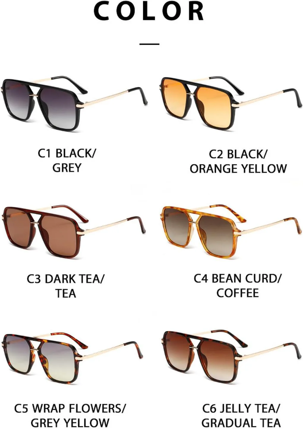 Ретро-стильные солнцезащитные очки-пилот для женщин и мужчин, градиентные солнцезащитные очки, большие квадратные очки-пилот с защитой от УФ-излучения UV400 mincl, C3
Ретро-стильные солнцезащитные очки-пилот для женщин и мужчин, градиентные солнцезащитные очки, большие квадратные очки-пилот с защитой от УФ-излучения UV400 mincl, C3