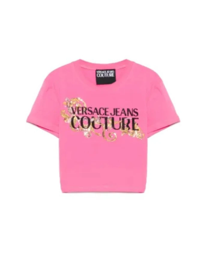 Футболка с короткими рукавами, украшенная кристаллами. Versace Jeans Couture, розовый
Футболка с короткими рукавами, украшенная кристаллами. Versace Jeans Couture, розовый