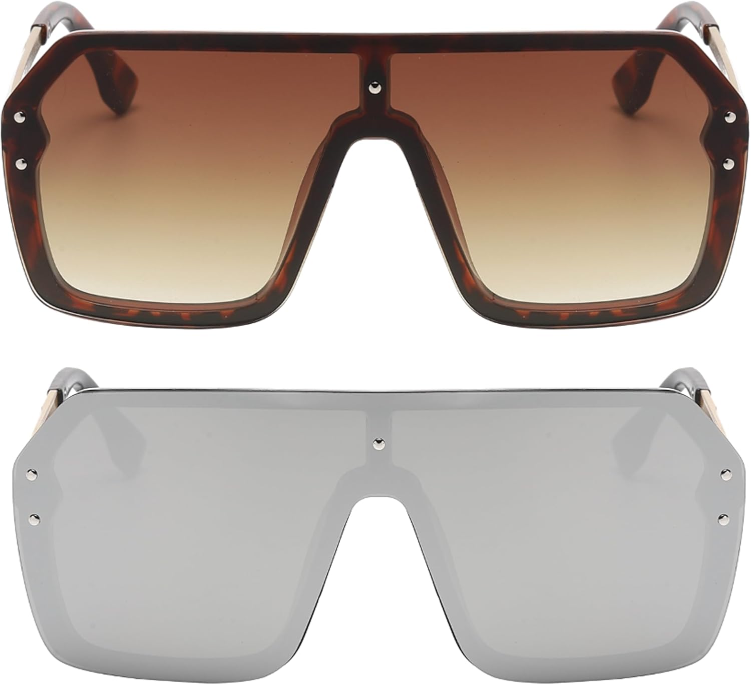 Классические солнцезащитные очки OWL увеличенного размера для женщин и мужчин | Линзы UV400 | Модные и стильные цельные очки с плоским зеркальным верхом | Без оправы | Комплект из 2 штук, Brown, Silver
Классические солнцезащитные очки OWL увеличенного размера для женщин и мужчин | Линзы UV400 | Модные и стильные цельные очки с плоским зеркальным верхом | Без оправы | Комплект из 2 штук, Brown, Silver