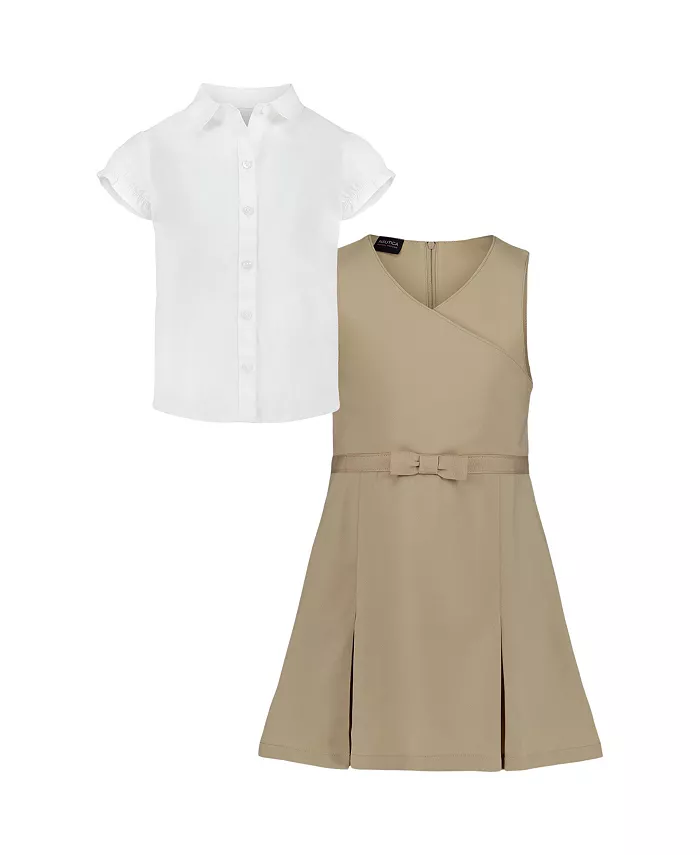 Комплект для девочек: плиссированная юбка-сарафан и рубашка из стрейч-поплина (2 предмета) Nautica, коричневый/бежевый
Комплект для девочек: плиссированная юбка-сарафан и рубашка из стрейч-поплина (2 предмета) Nautica, коричневый/бежевый