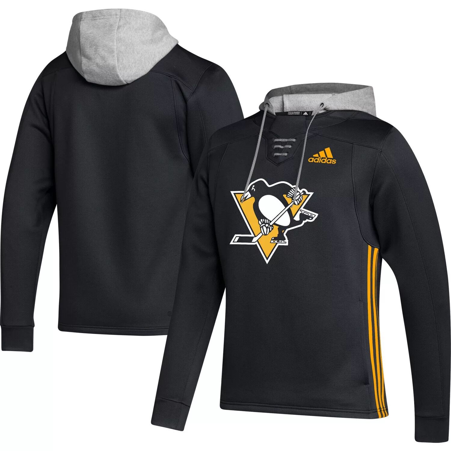 Мужской черный пуловер с капюшоном Pittsburgh Penguins Skate Lace AEROREADY Team adidas
Мужской черный пуловер с капюшоном Pittsburgh Penguins Skate Lace AEROREADY Team adidas