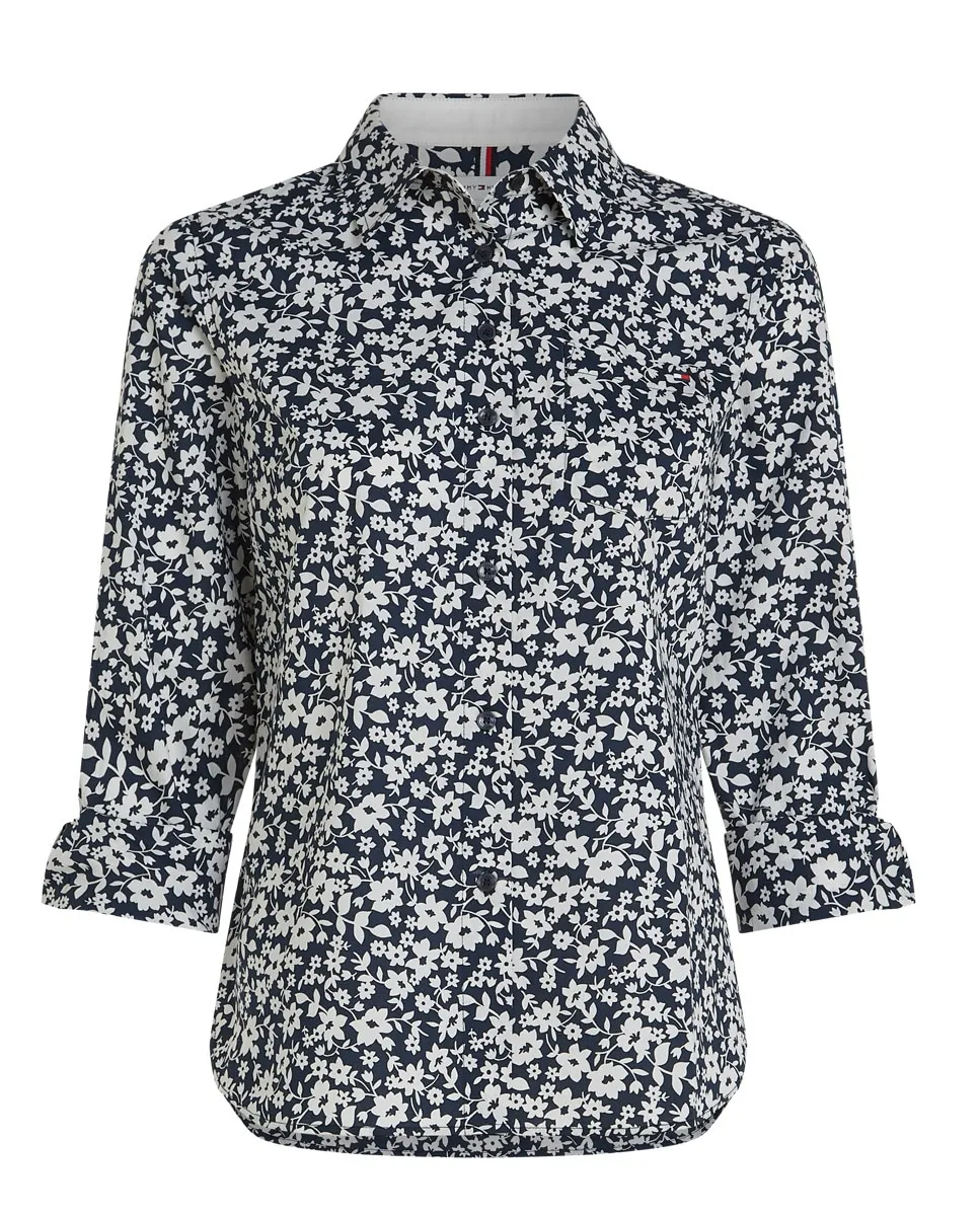 Женская блузка с длинным рукавом цветочный принт Tommy Hilfiger, темно-синий 
Женская блузка с длинным рукавом цветочный принт Tommy Hilfiger, темно-синий
