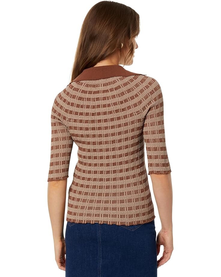 Свитер Rosetta Getty Striped Polo Sweater, цвет Toffee/Beige 
Свитер Rosetta Getty Striped Polo Sweater, цвет Toffee/Beige