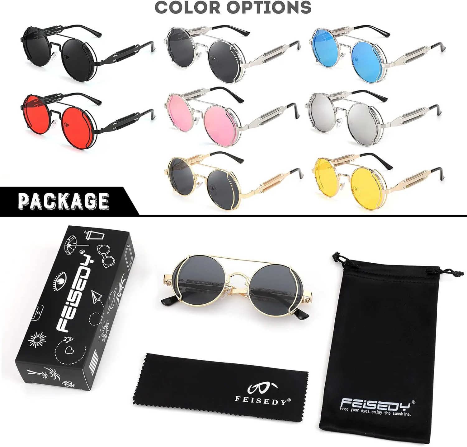 Солнцезащитные очки-авиаторы FEISEDY для мужчин и женщин, в стиле ретро, стимпанк, готика, круглая металлическая оправа, хиппи, модель B2351, Gold Frame Yellow Lens
Солнцезащитные очки-авиаторы FEISEDY для мужчин и женщин, в стиле ретро, стимпанк, готика, круглая металлическая оправа, хиппи, модель B2351, Gold Frame Yellow Lens