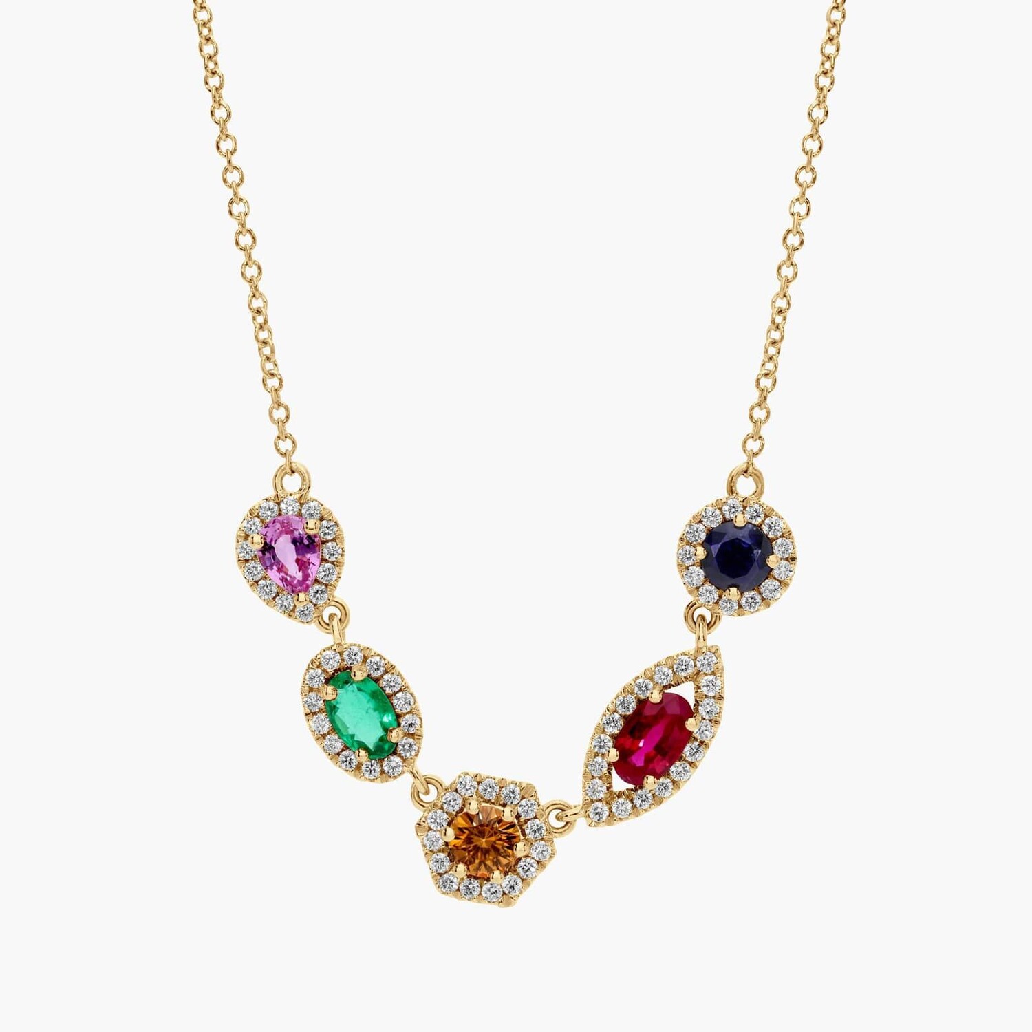 Экстраординарная коллекция: разноцветное ожерелье из драгоценных камней смешанной формы из 18-каратного желтого золота Blue Nile