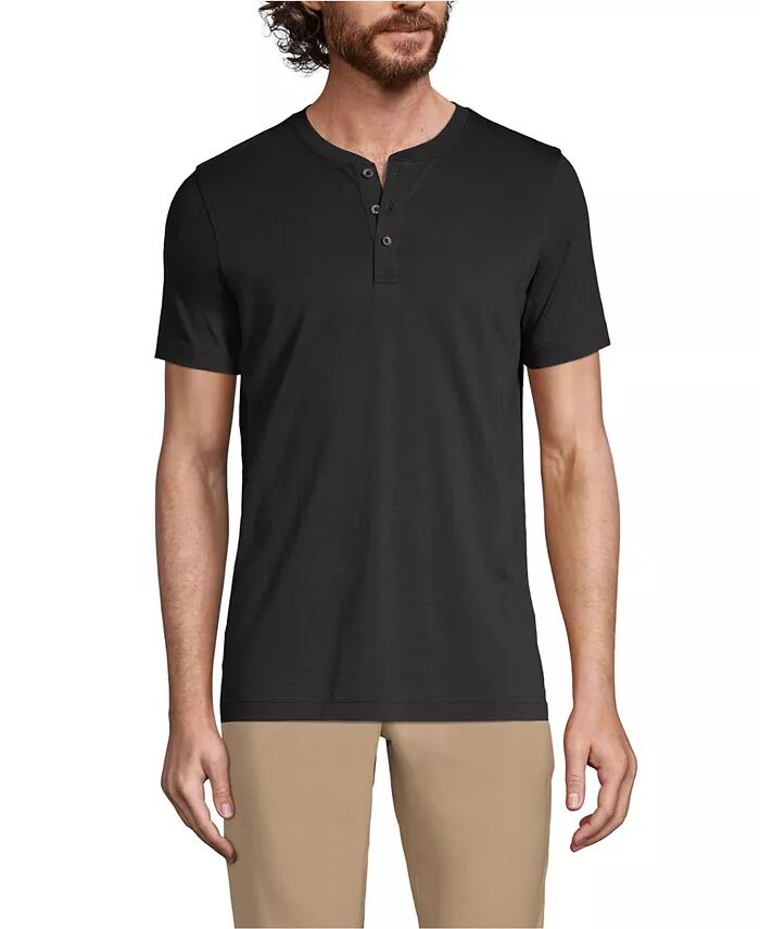 Мужская хлопковая футболка Supima с коротким рукавом Henley Lands' End, черный
Мужская хлопковая футболка Supima с коротким рукавом Henley Lands' End, черный