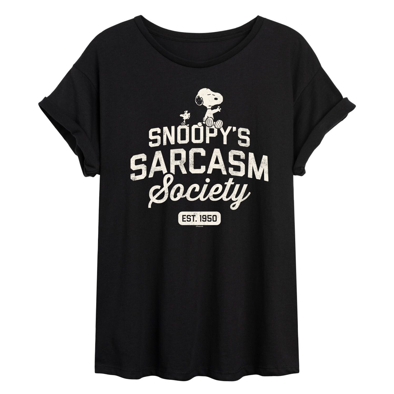 Футболка с струящимся рисунком «Peanuts Charlie Brown & Snoopy Sarcasm Society» для юниоров Licensed Character, черный
Футболка с струящимся рисунком «Peanuts Charlie Brown & Snoopy Sarcasm Society» для юниоров Licensed Character, черный