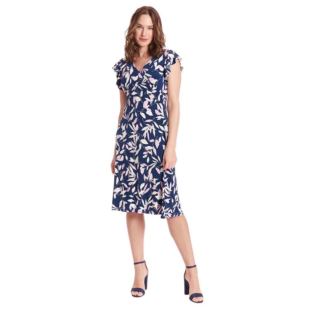 Женское платье миди с v-образным вырезом и оборками на рукавах London Times, цвет Navy Pink
Женское платье миди с v-образным вырезом и оборками на рукавах London Times, цвет Navy Pink