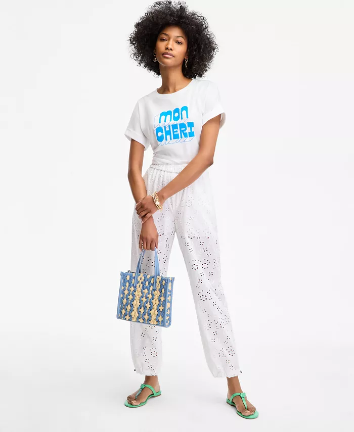 Женские хлопковые джоггеры с ажурной вставкой на резинке On 34th, белый
Женские хлопковые джоггеры с ажурной вставкой на резинке On 34th, белый