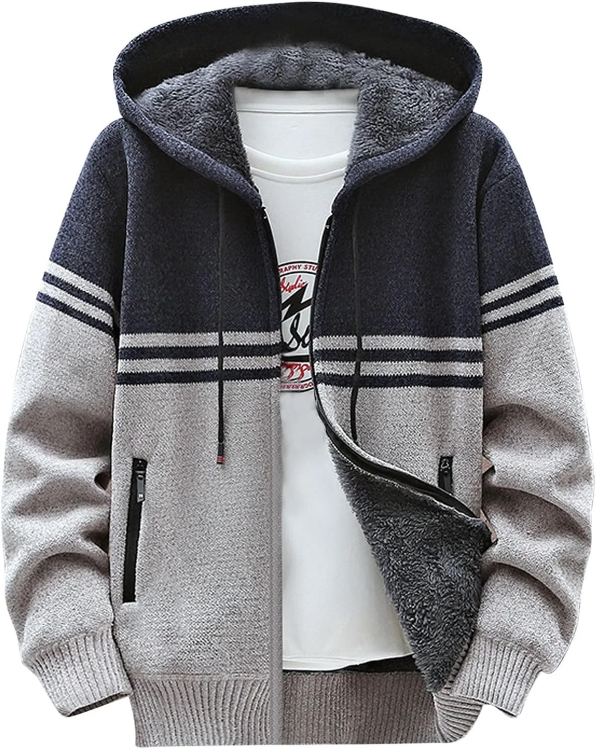 Кардиган мужской с длинным рукавом, цветной блок, полосатый, вязаный
Кардиган мужской с длинным рукавом, цветной блок, полосатый, вязаный