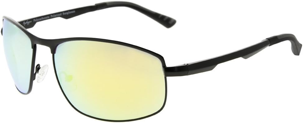 Солнцезащитные очки Eyekepper с металлической оправой, пружинными шарнирами, поликарбонатными линзами и поляризованными линзами, для мужчин и женщин, Black/Gold Mirror
Солнцезащитные очки Eyekepper с металлической оправой, пружинными шарнирами, поликарбонатными линзами и поляризованными линзами, для мужчин и женщин, Black/Gold Mirror