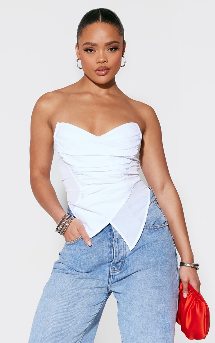 PrettyLittleThing Белый тканый корсет с асимметричным подолом и заостренным краем
PrettyLittleThing Белый тканый корсет с асимметричным подолом и заостренным краем