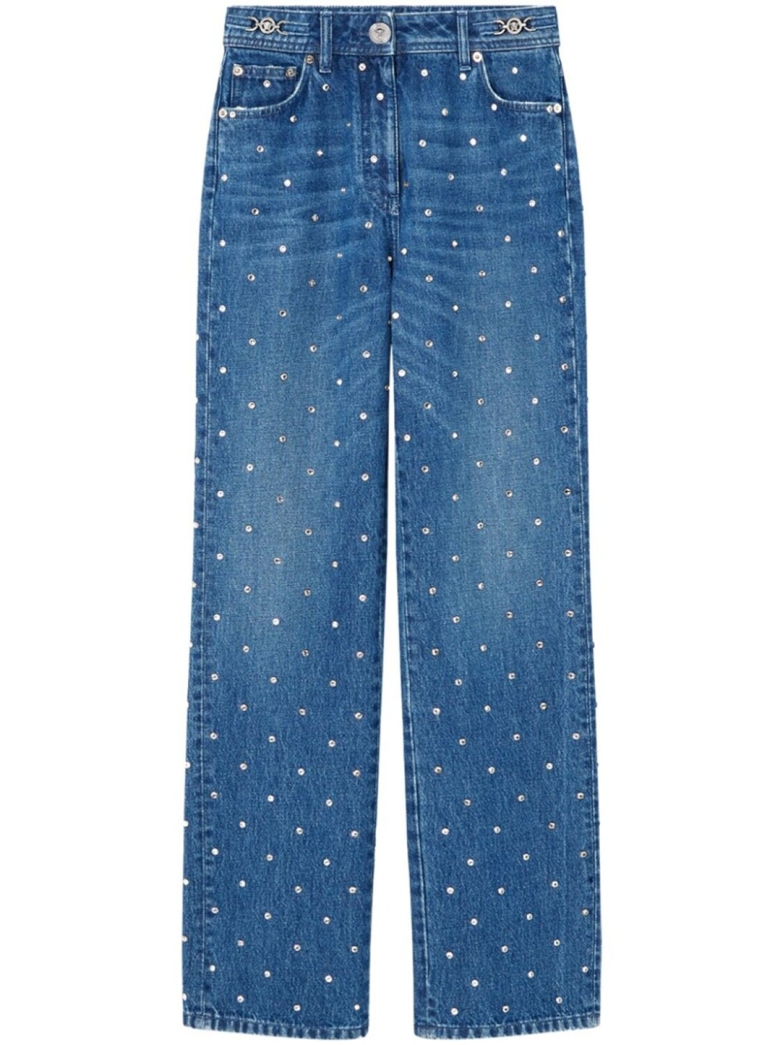 Прямые брюки с отделкой заклепками Versace, синий
Прямые брюки с отделкой заклепками Versace, синий