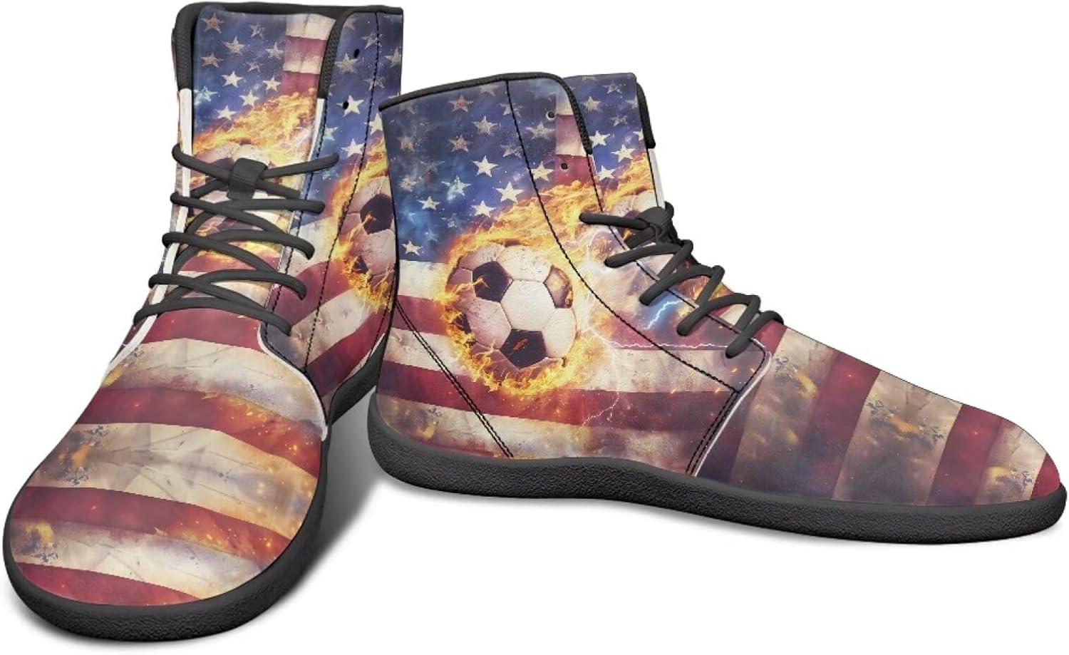 Кроссовки-босоножки с высоким верхом для мужчин, минималистичная обувь для бега с резиновой подошвой для заземления Watdotory, American Flag Flame Soccer Lightning Print
Кроссовки-босоножки с высоким верхом для мужчин, минималистичная обувь для бега с резиновой подошвой для заземления Watdotory, American Flag Flame Soccer Lightning Print