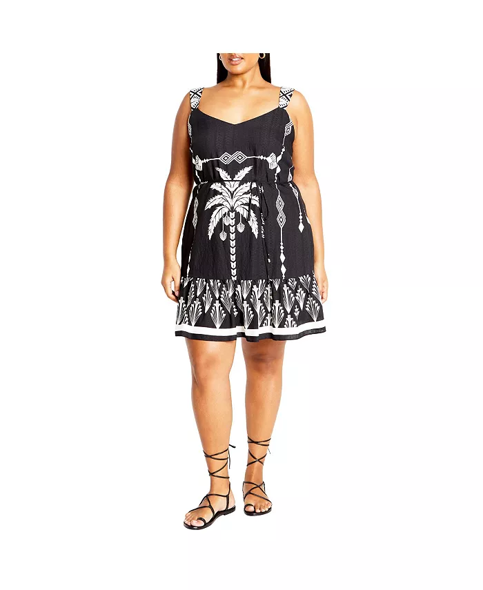 Платье Peta Border с принтом больших размеров CITY CHIC, черный 
Платье Peta Border с принтом больших размеров CITY CHIC, черный