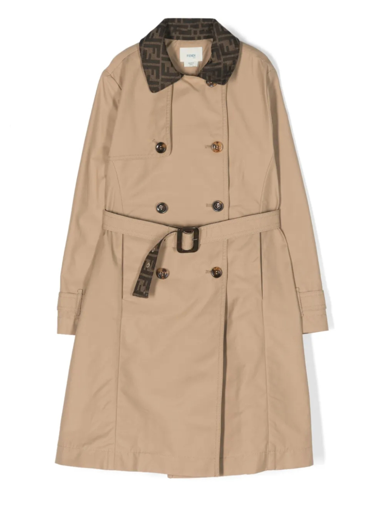 Двубортный тренч с принтом FF Fendi Kids, нейтральный
Двубортный тренч с принтом FF Fendi Kids, нейтральный