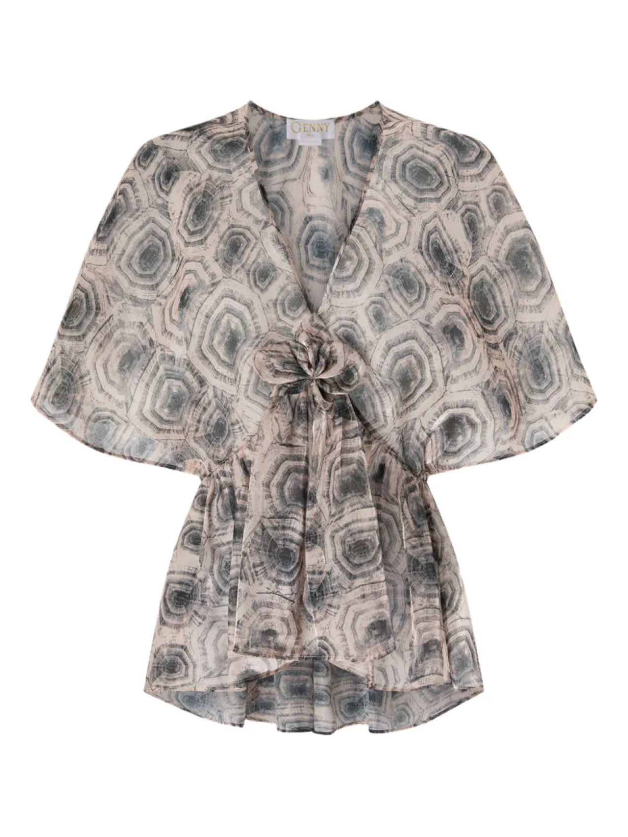 Топ Genny с абстрактным принтом и завязками спереди, коричневый
Топ Genny с абстрактным принтом и завязками спереди, коричневый